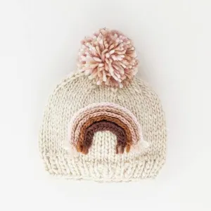 Mauve Rainbow Knit Beanie Hat