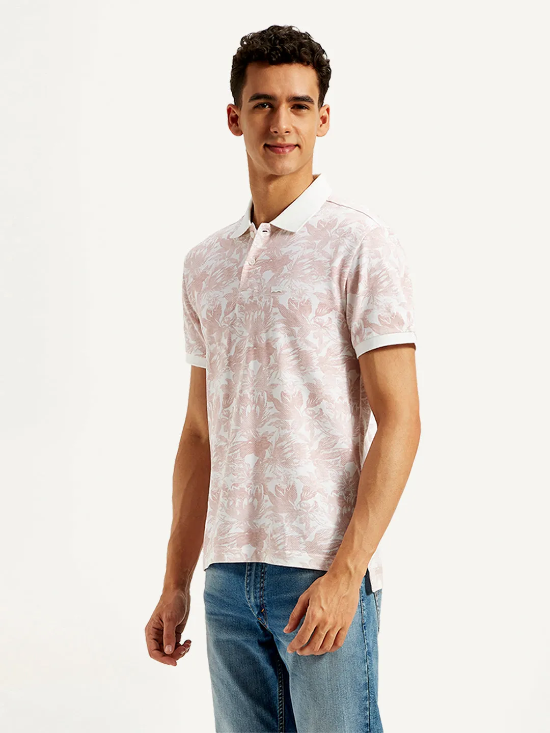 Men's Floral Print Slim Fit Polo T-Shirt