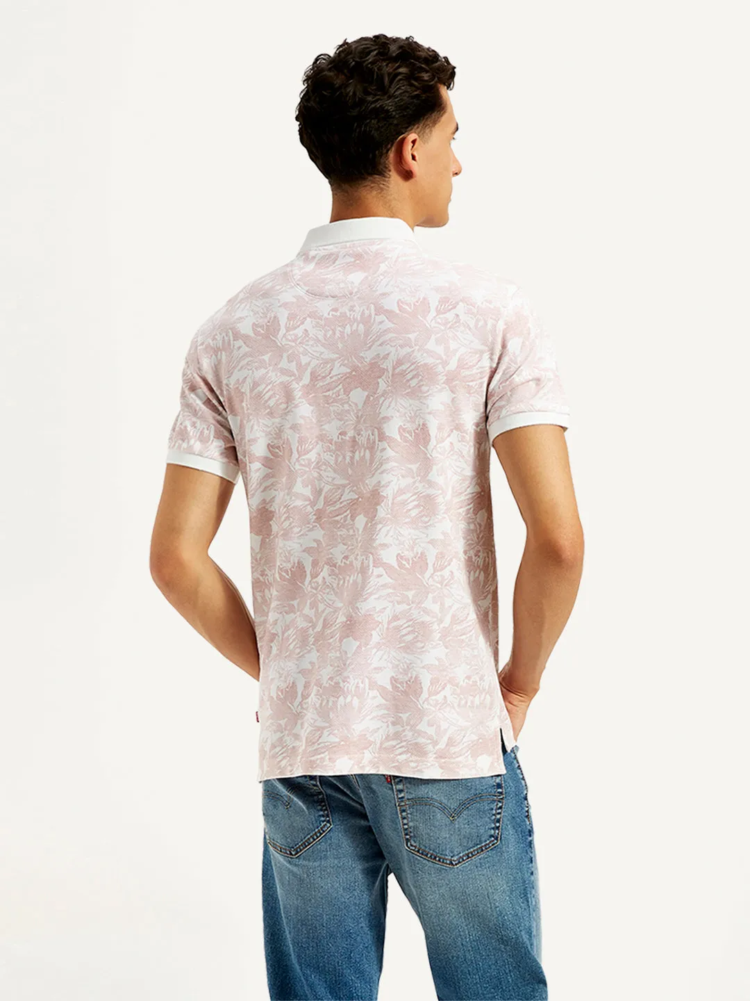 Men's Floral Print Slim Fit Polo T-Shirt