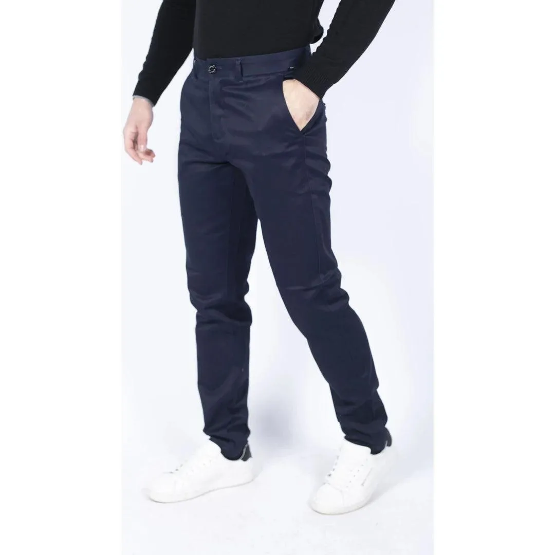 Mens Regular Chino Jeans Trousers Stretch Classic Smart Casual Tailored Fit