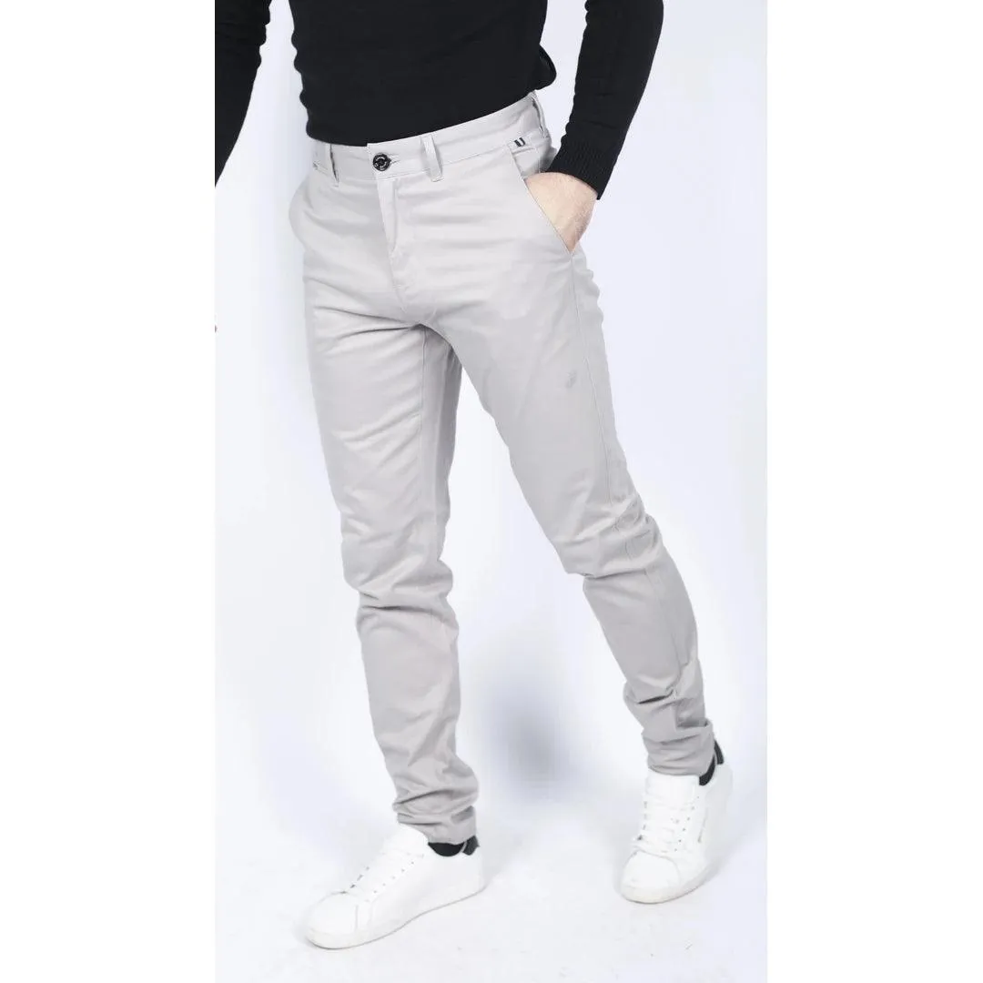 Mens Regular Chino Jeans Trousers Stretch Classic Smart Casual Tailored Fit