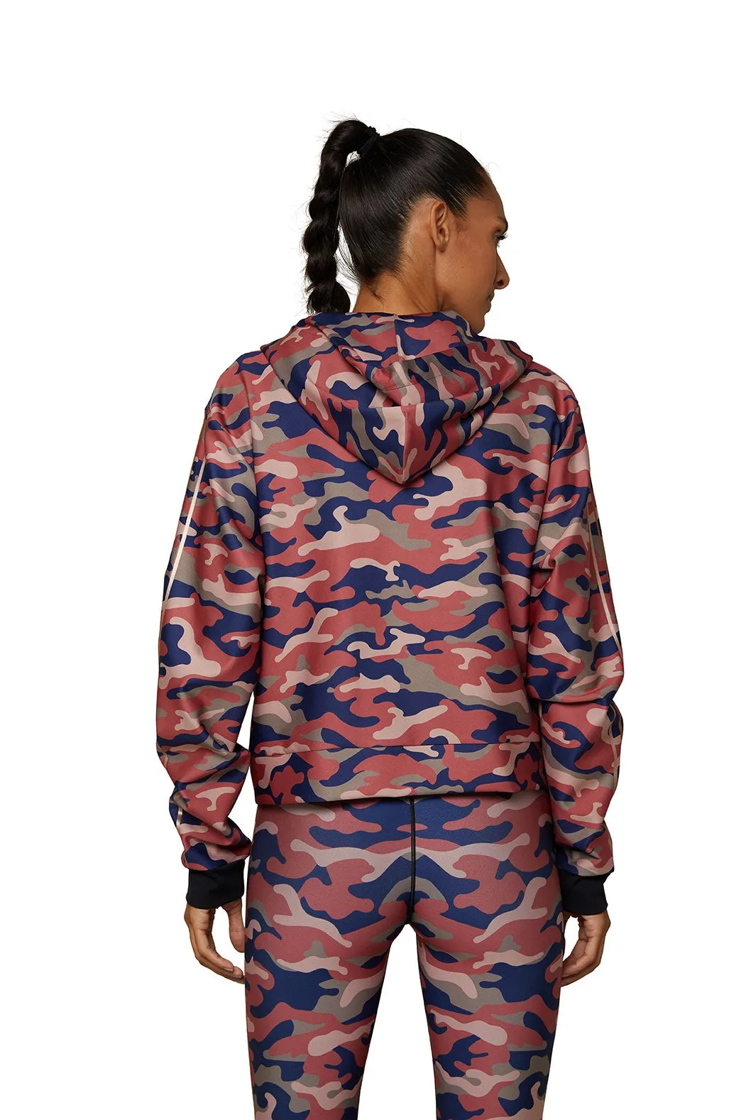 Mini Camo Streamline Polaris Zip Up Hoodie, Pearl Blush Rose Copper