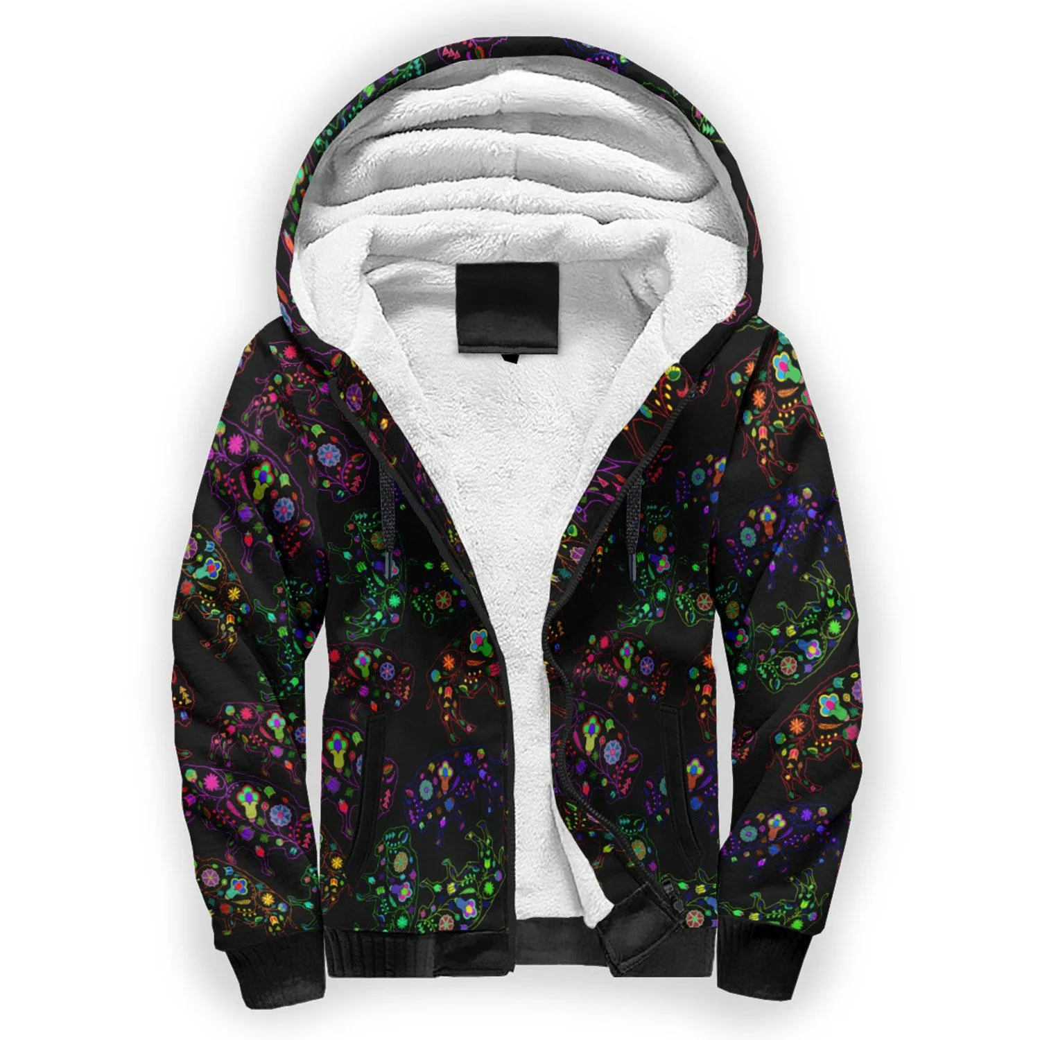 Neon Floral Animal Sherpa Hoodie