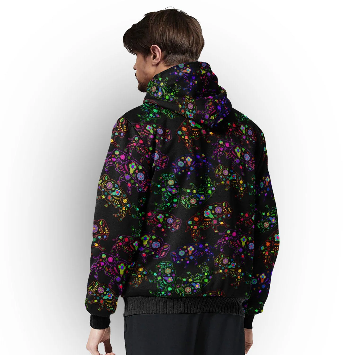 Neon Floral Animal Sherpa Hoodie