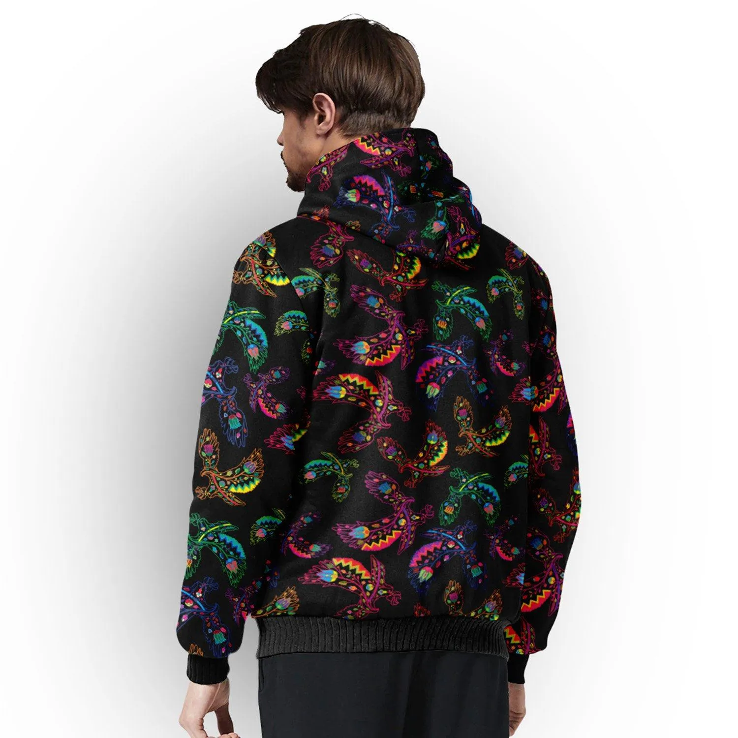 Neon Floral Eagles Sherpa Hoodie