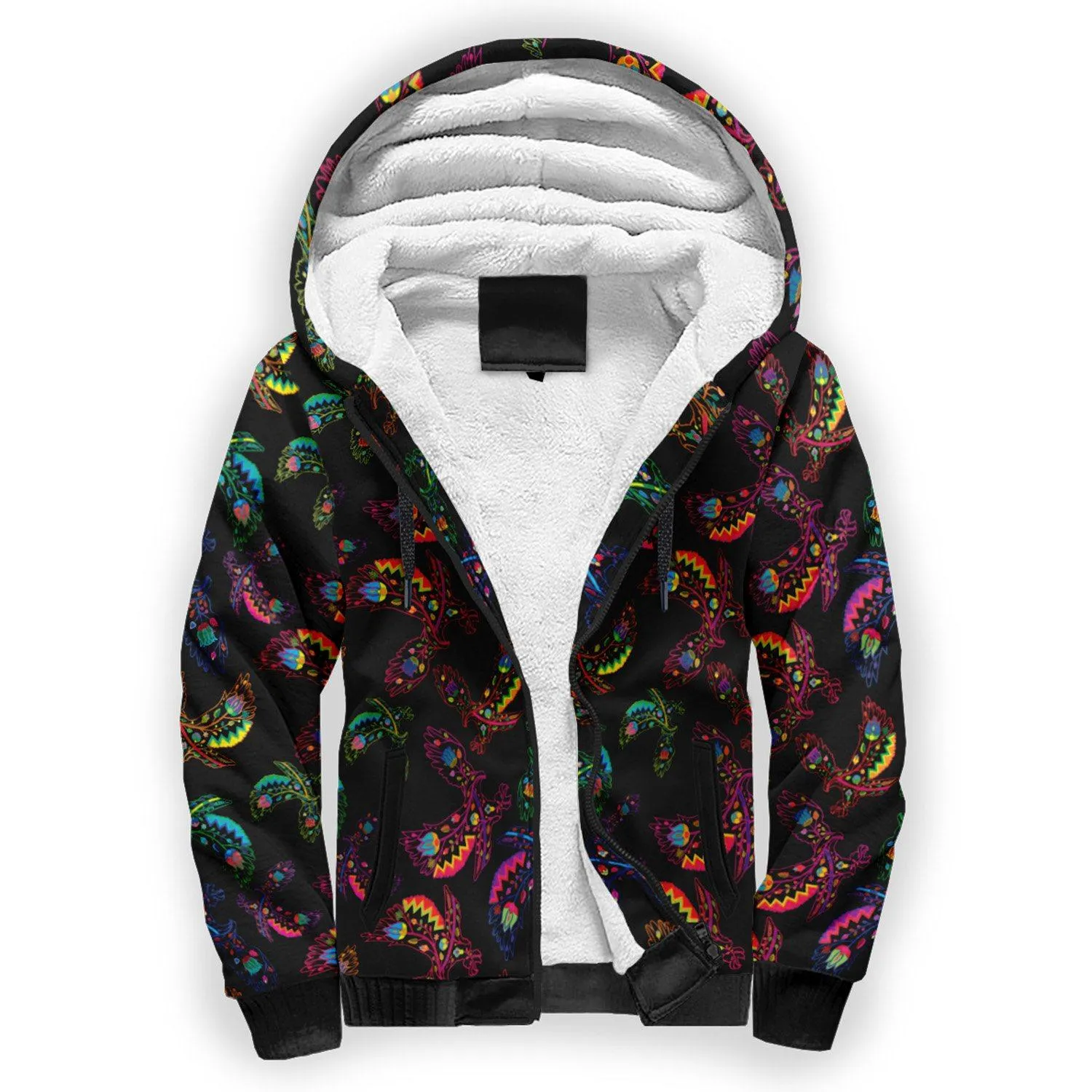 Neon Floral Eagles Sherpa Hoodie