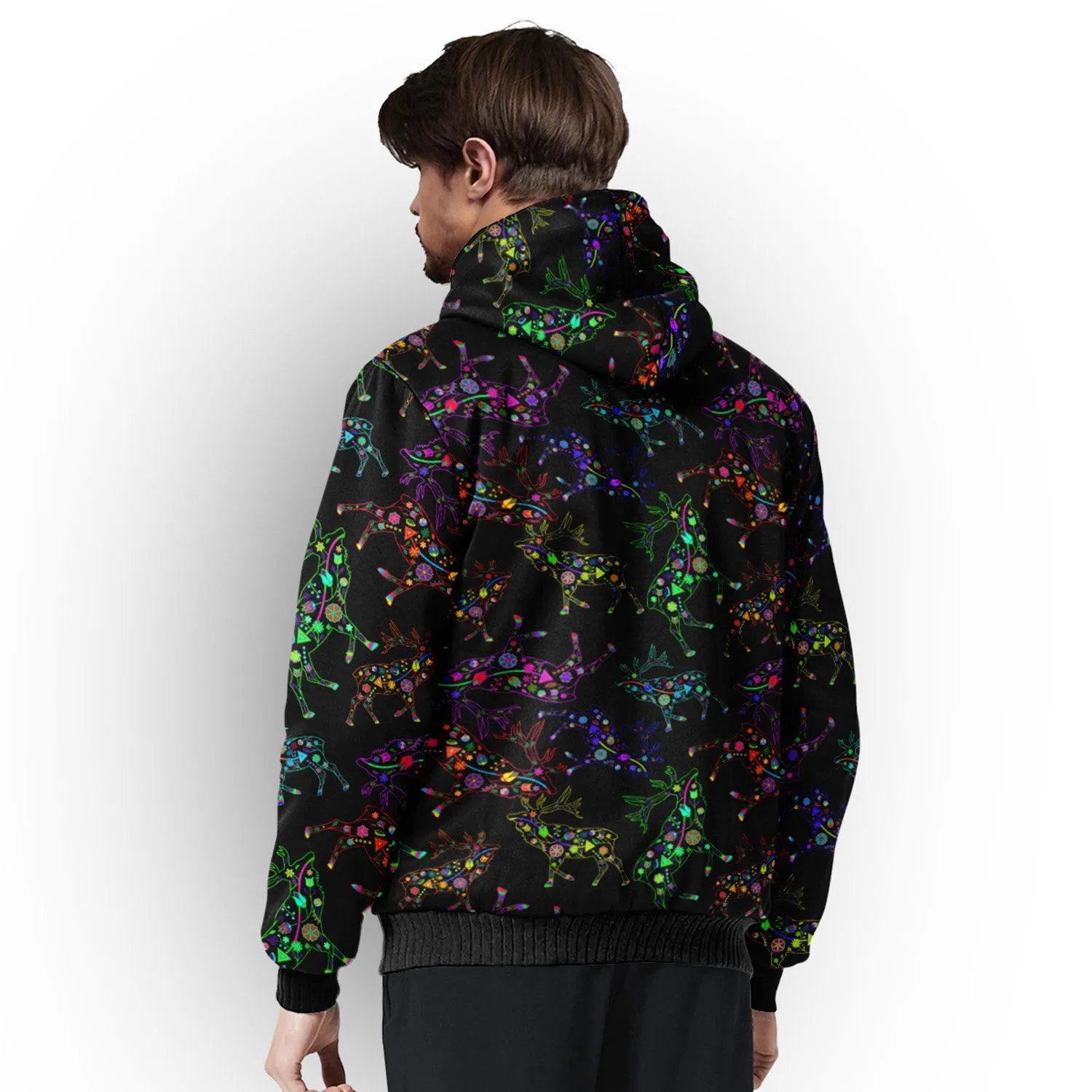 Neon Floral Elks Sherpa Hoodie