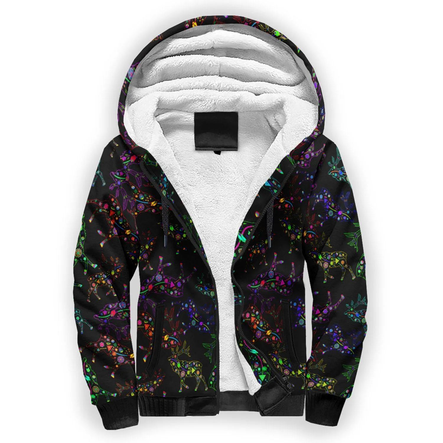 Neon Floral Elks Sherpa Hoodie