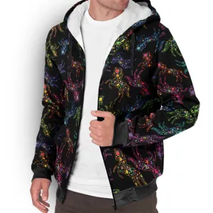 Neon Floral Horses Sherpa Hoodie