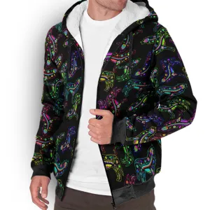 Neon Floral Wolves Sherpa Hoodie