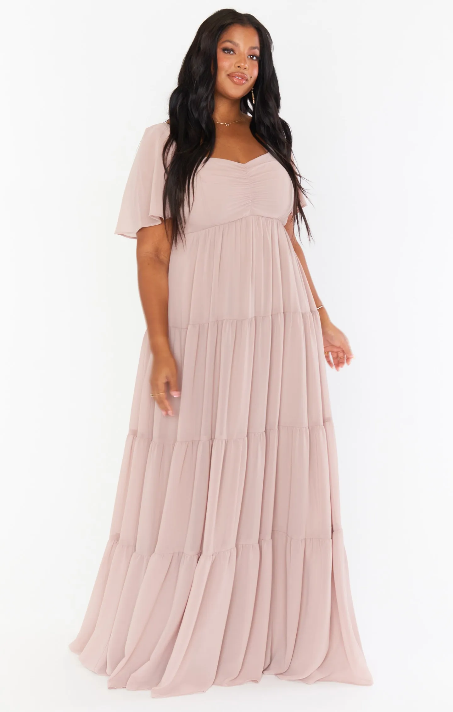 Nicole Maxi Dress ~ Soft Beige Chiffon