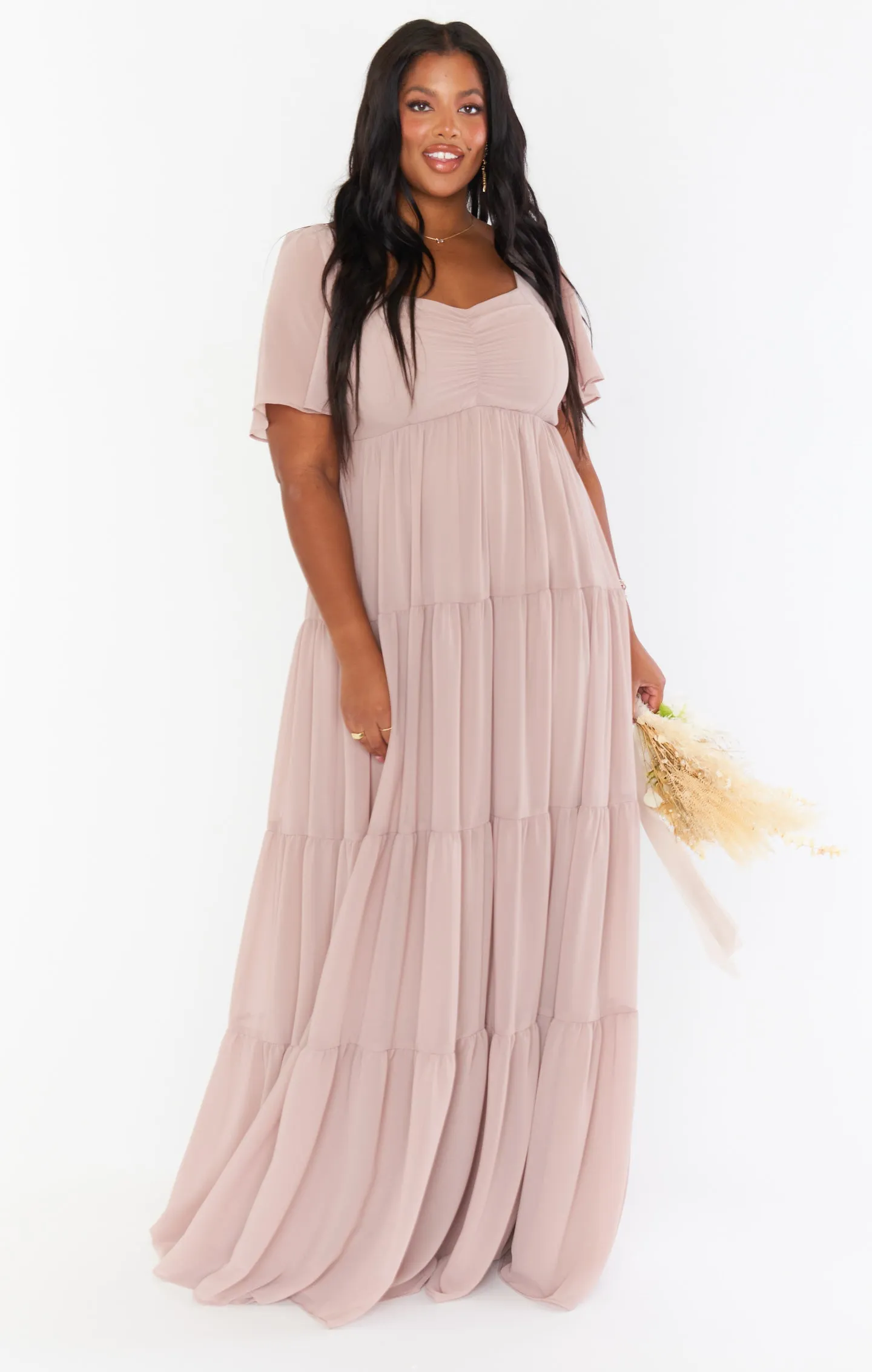 Nicole Maxi Dress ~ Soft Beige Chiffon