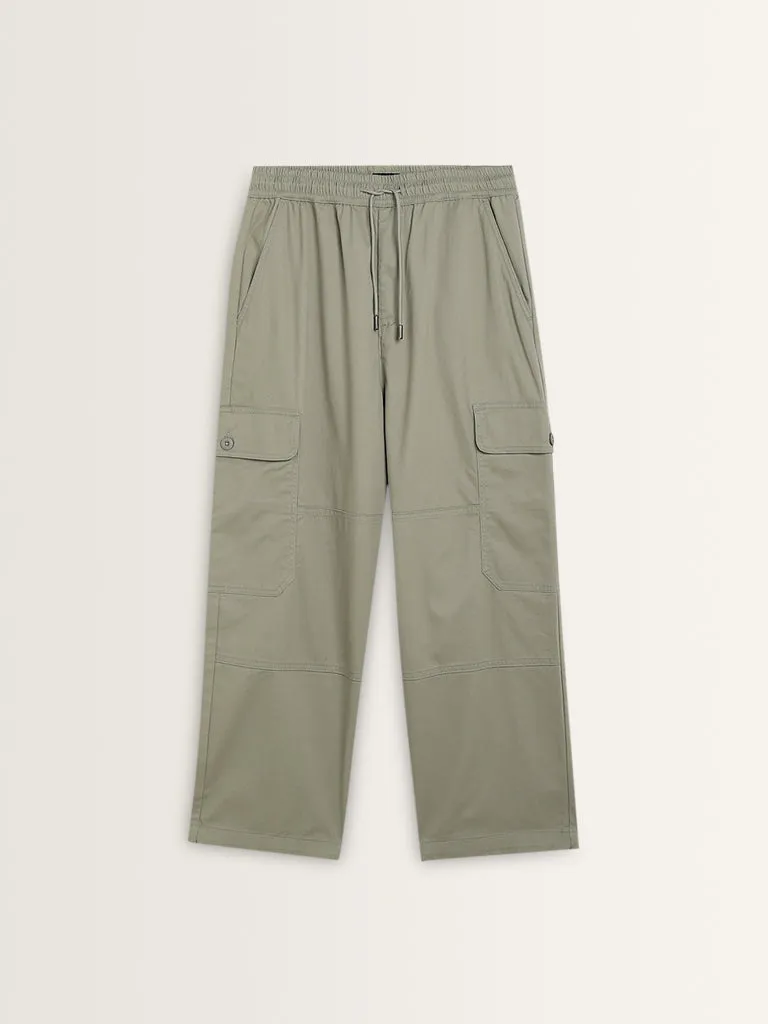 Nuon Sage Mid-Rise Loose-Fit Cotton Blend Chinos