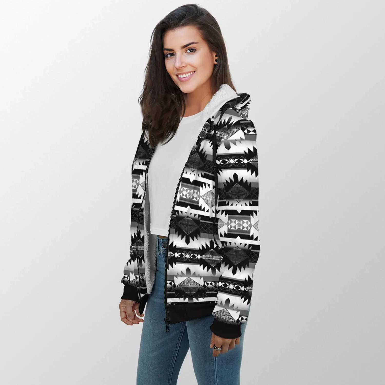 Okotoks Black and White Sherpa Hoodie