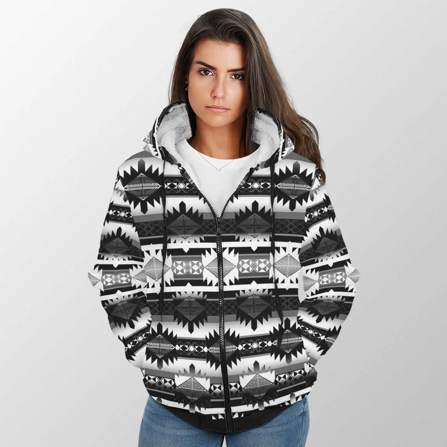 Okotoks Black and White Sherpa Hoodie