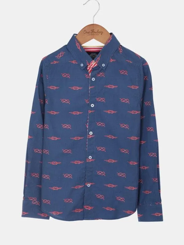 One Friday Blue Knot Printed Shirt