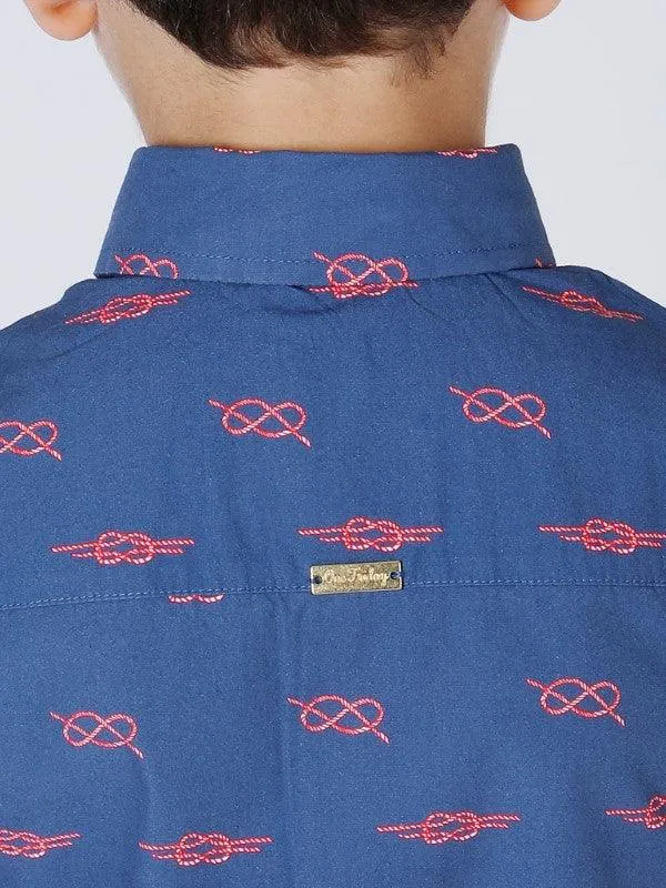 One Friday Blue Knot Printed Shirt