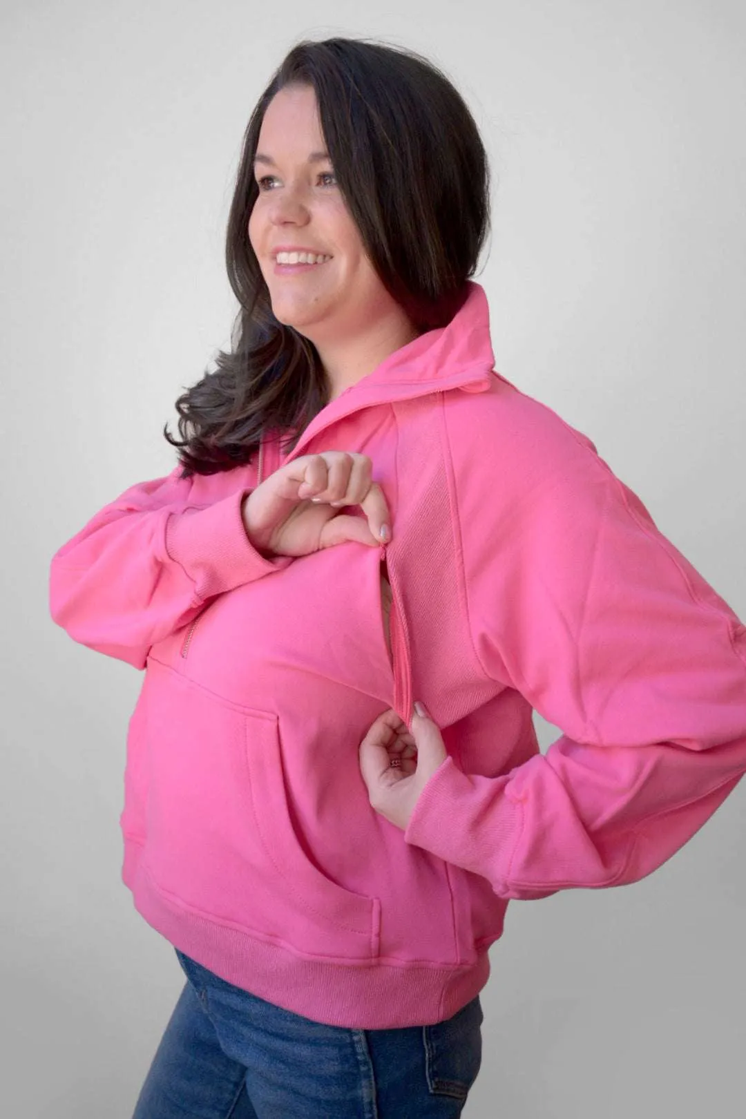 Oversized Three Zip Breastfeeding Sweatshirt