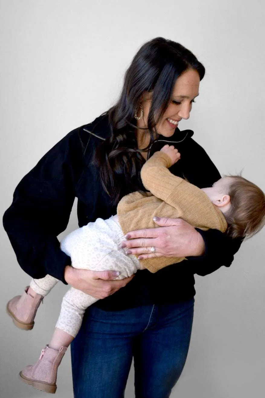 Oversized Three Zip Breastfeeding Sweatshirt