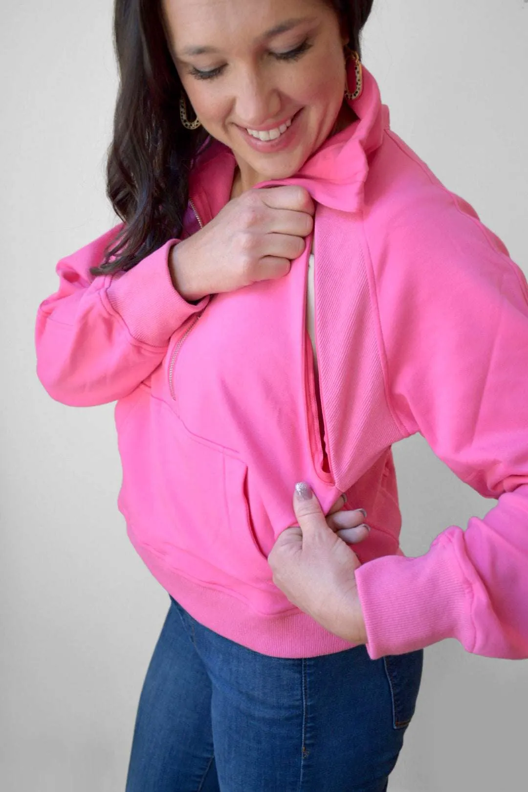 Oversized Three Zip Breastfeeding Sweatshirt