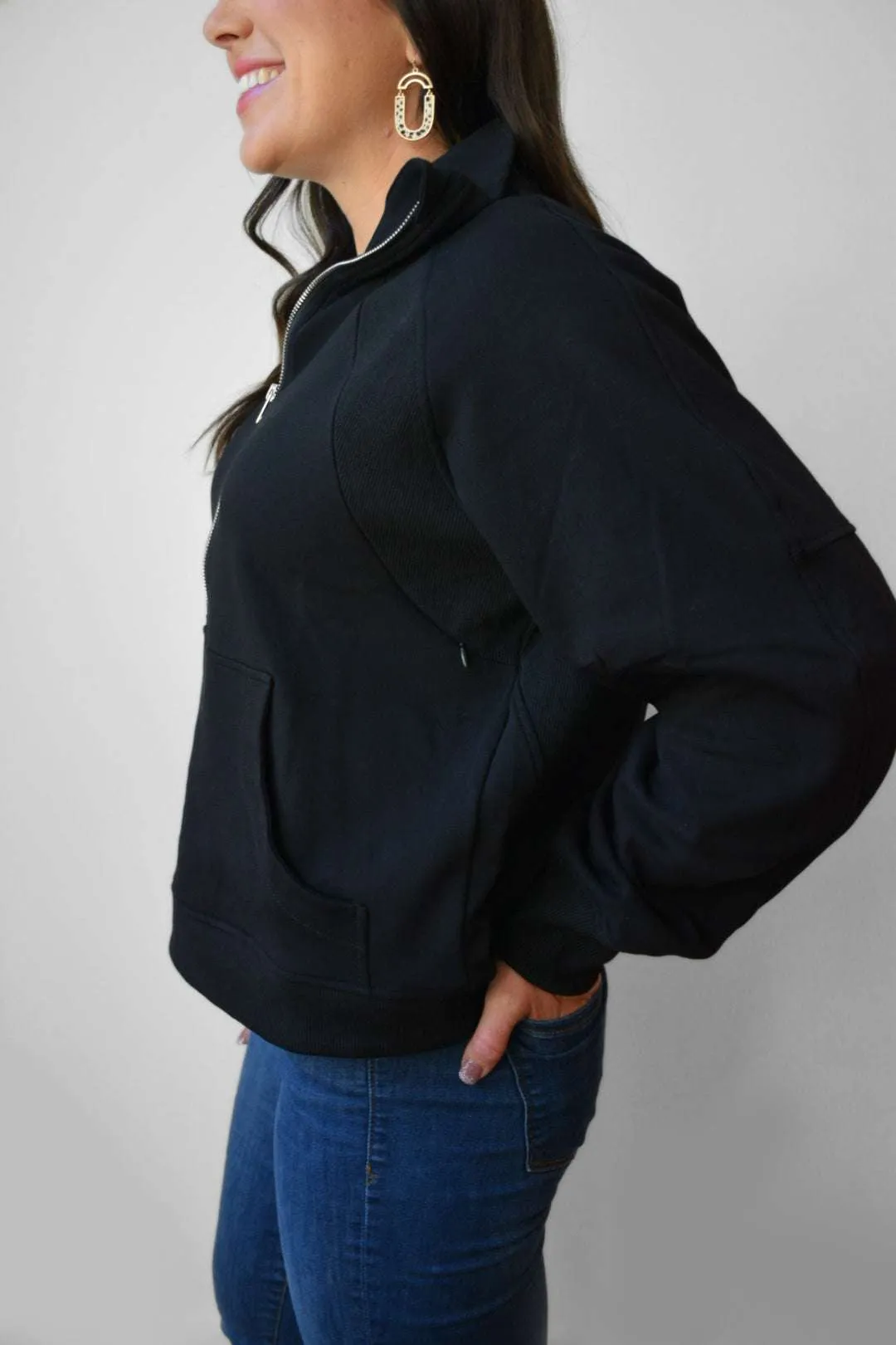 Oversized Three Zip Breastfeeding Sweatshirt