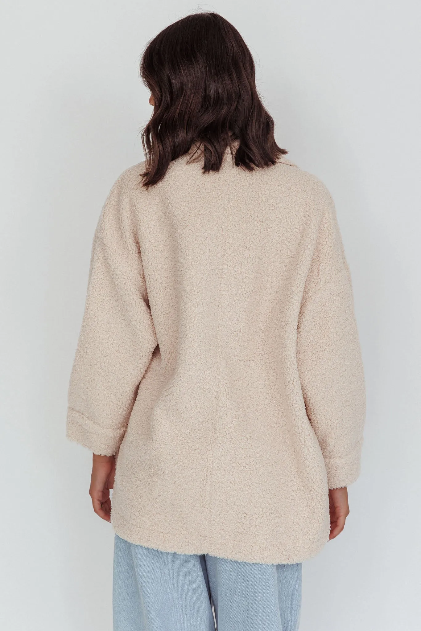 Peace & Serene Collared Sherpa Jacket Oat