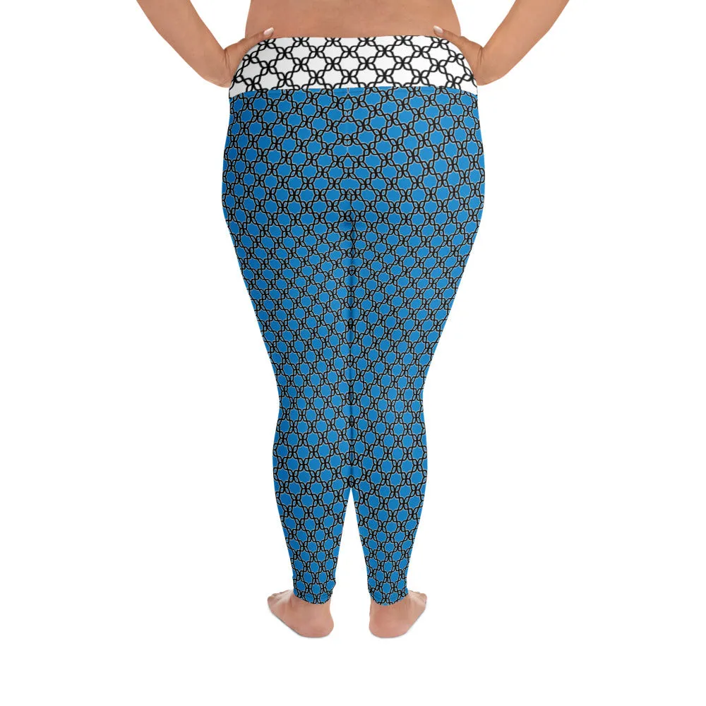 Plus Size Leggings Aqua Chain