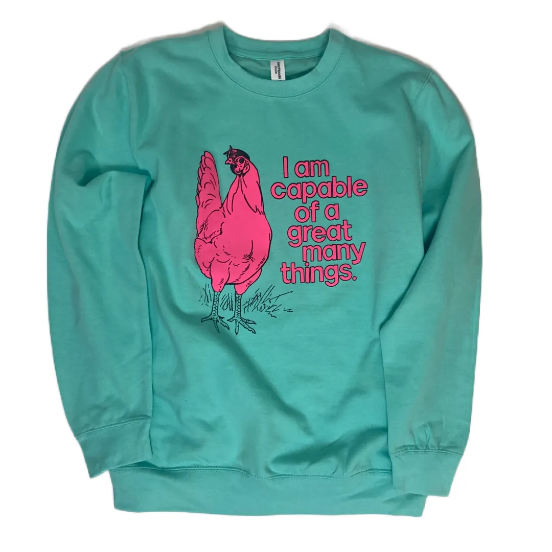 Positive Chicken Sweatshirt - Bubble Gum Hen