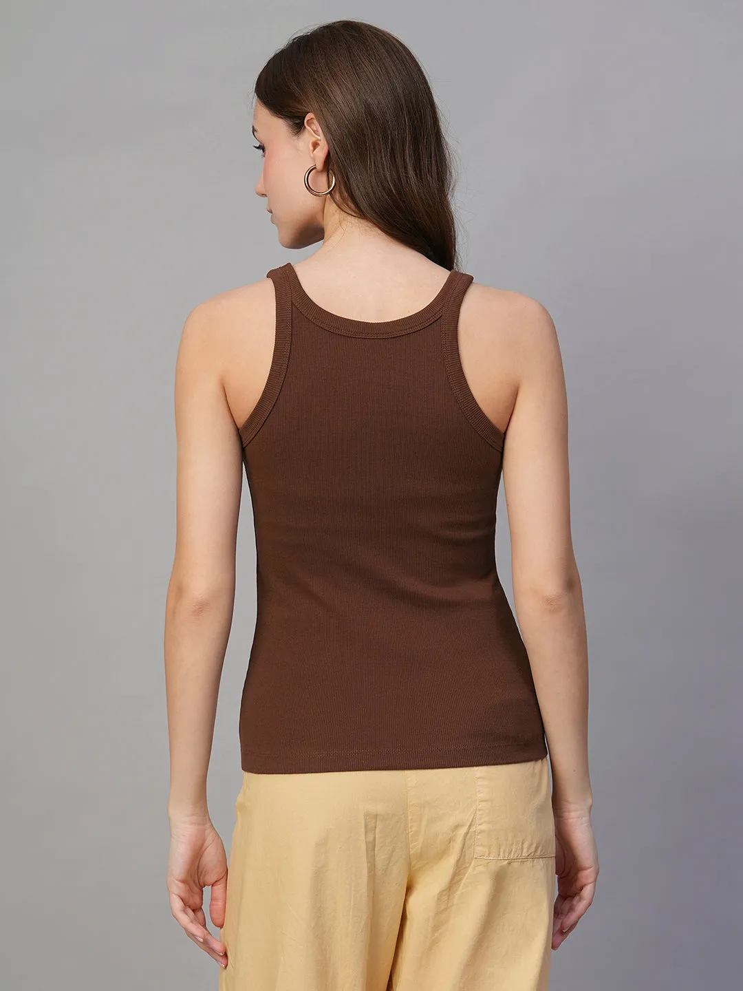 Pronk Ribbed Sleeveless Tank - Cocoa