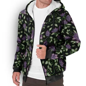 Purple Beaded Rose Sherpa Hoodie