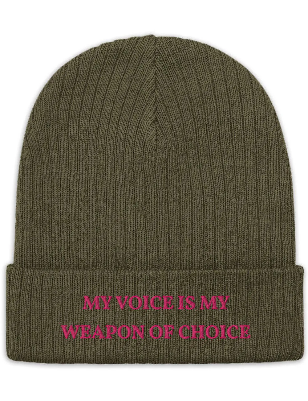 "Weapon of Choice" Ribbed Knit Embroidered Beanie