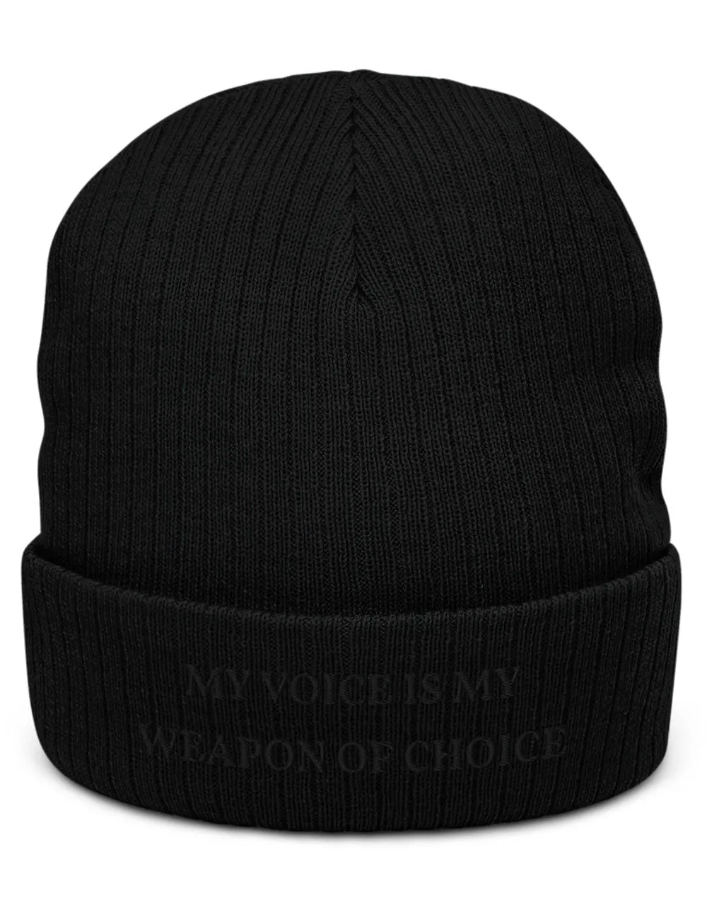 "Weapon of Choice" Ribbed Knit Embroidered Beanie