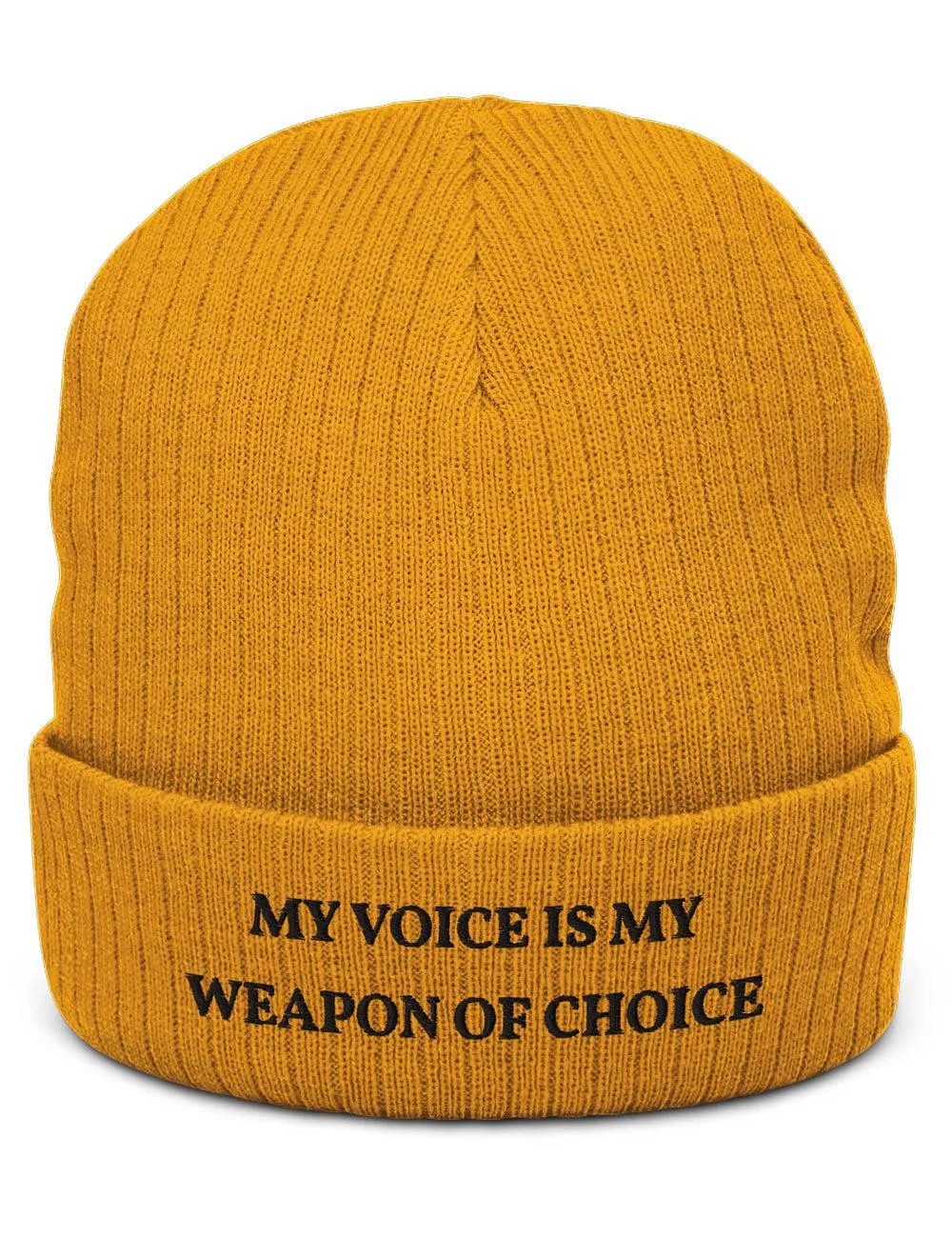 "Weapon of Choice" Ribbed Knit Embroidered Beanie