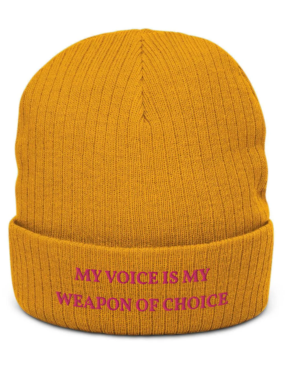 "Weapon of Choice" Ribbed Knit Embroidered Beanie