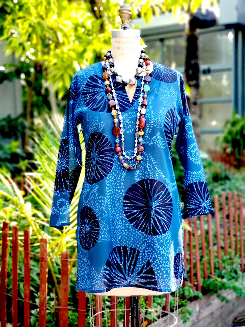 Raja Cotton Tunic Sanddollar Batik Blue