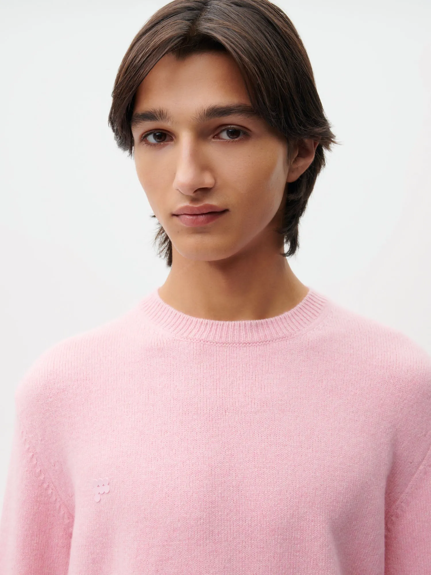 Recycled Cashmere Crewneck Sweatshirt—sakura pink