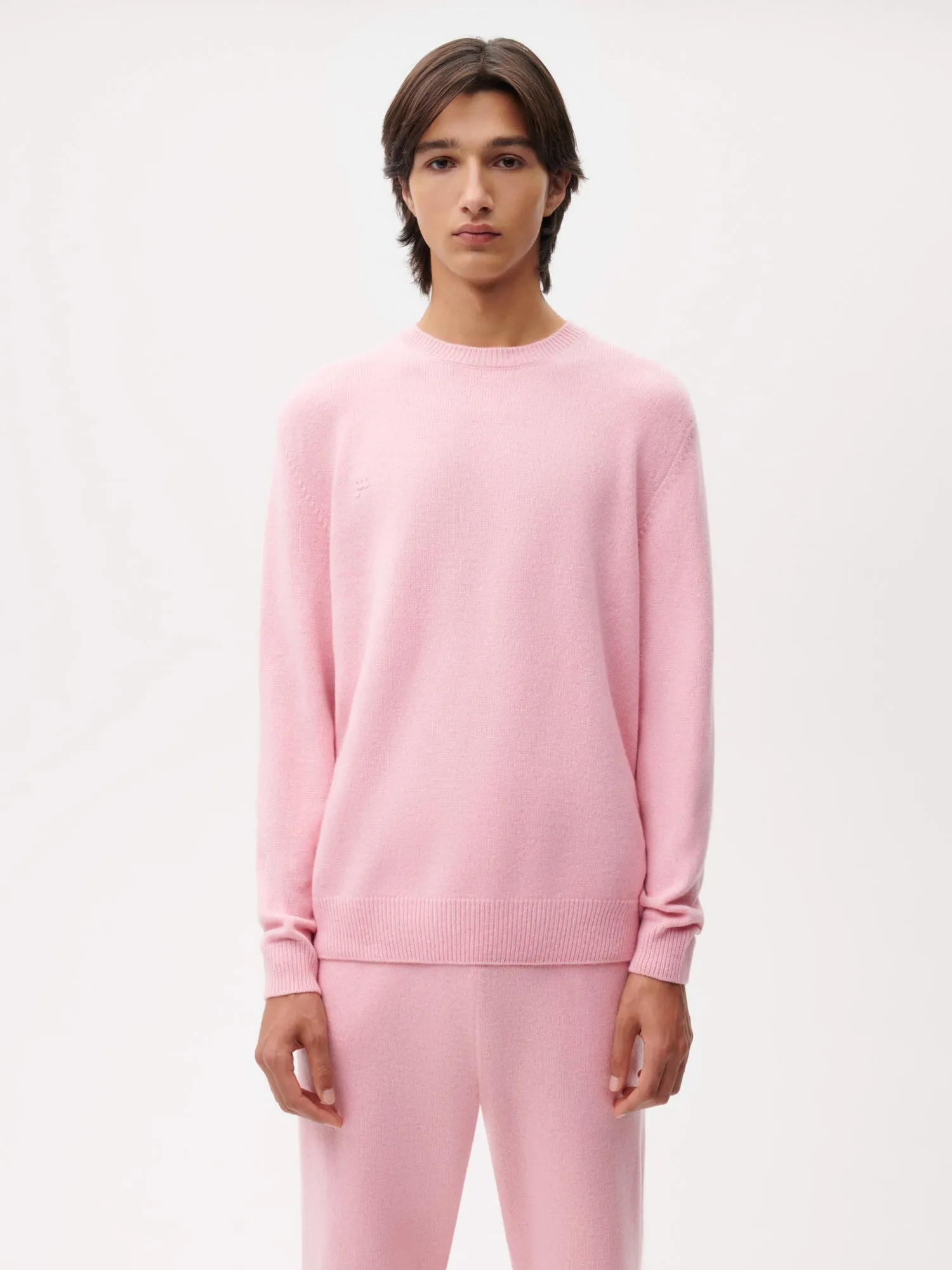 Recycled Cashmere Crewneck Sweatshirt—sakura pink