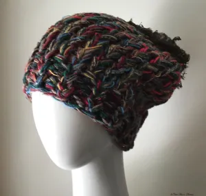 Red & Wine Tweed Slouchy Hat