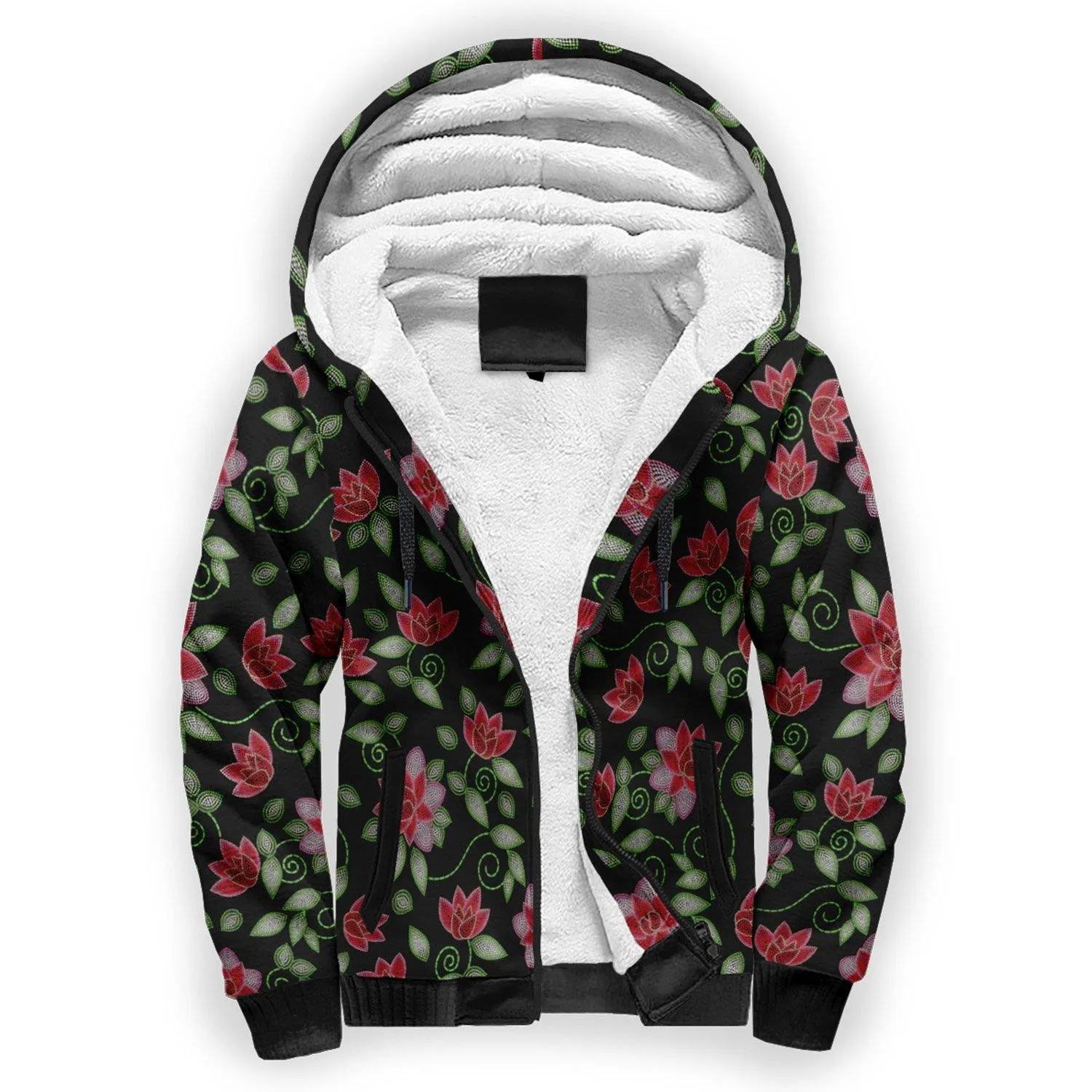 Red Beaded Rose Sherpa Hoodie