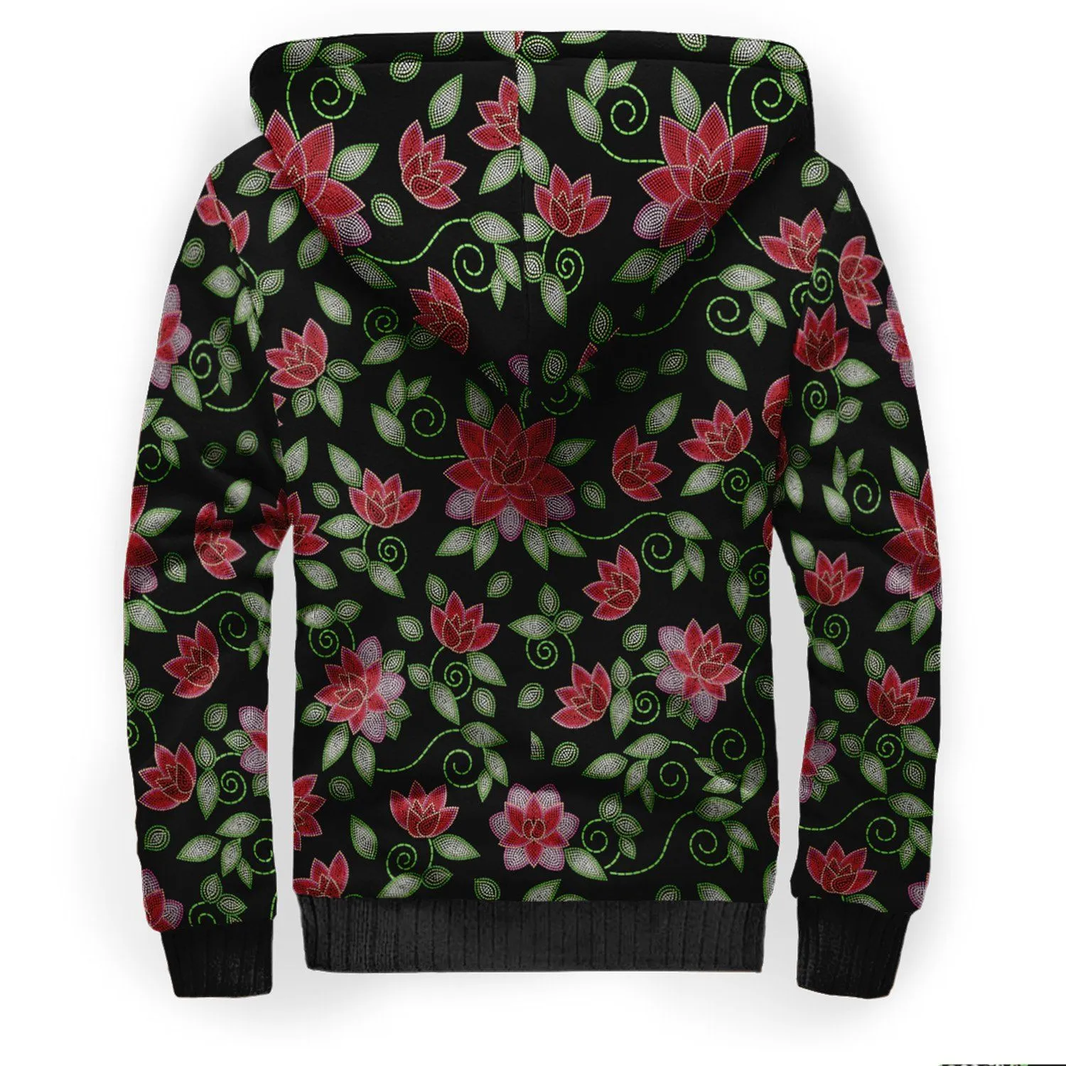 Red Beaded Rose Sherpa Hoodie