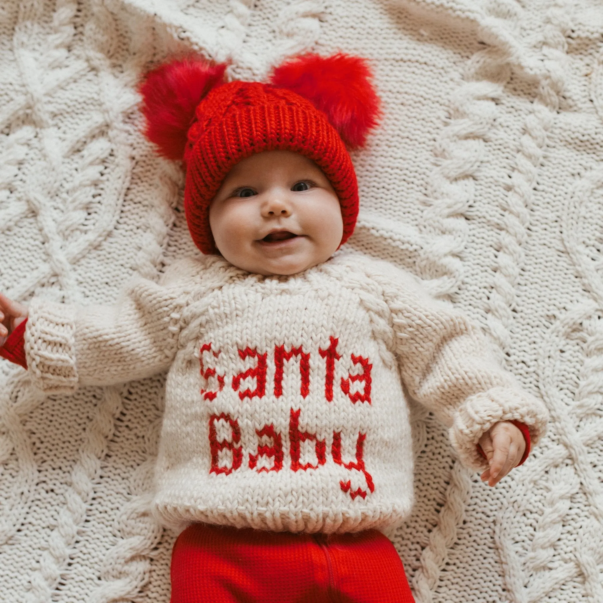 Red Fluffer Beanie Hat for Babies, Toddlers & Kids