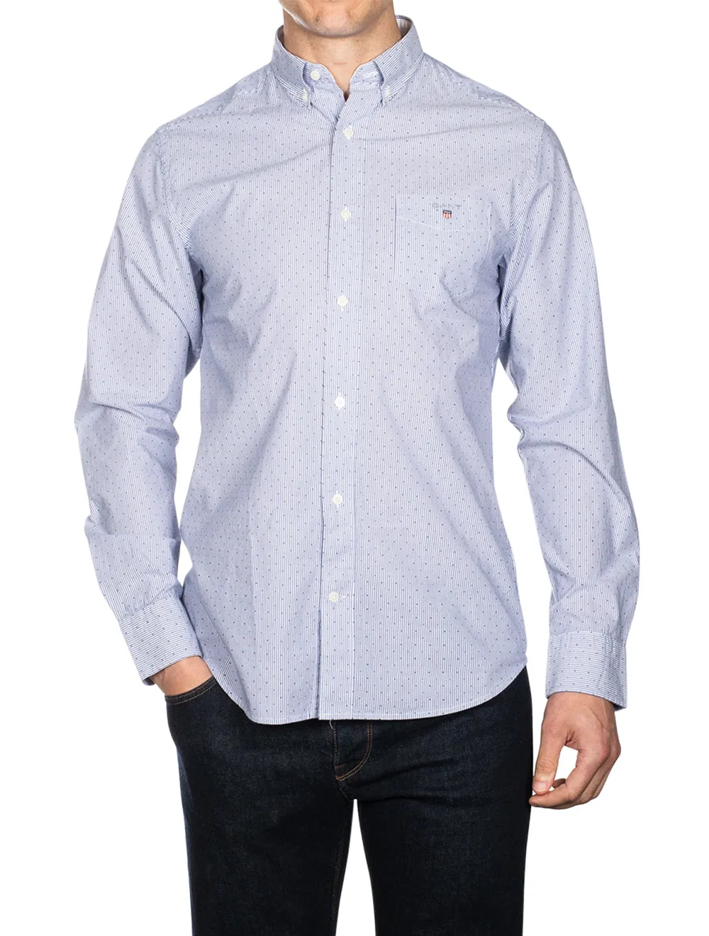 Regular Banker Dot Buttondown College Blue