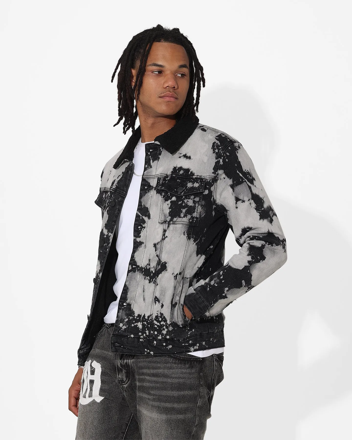 Saint Morta Splat Sherpa Jacket Black/Grey