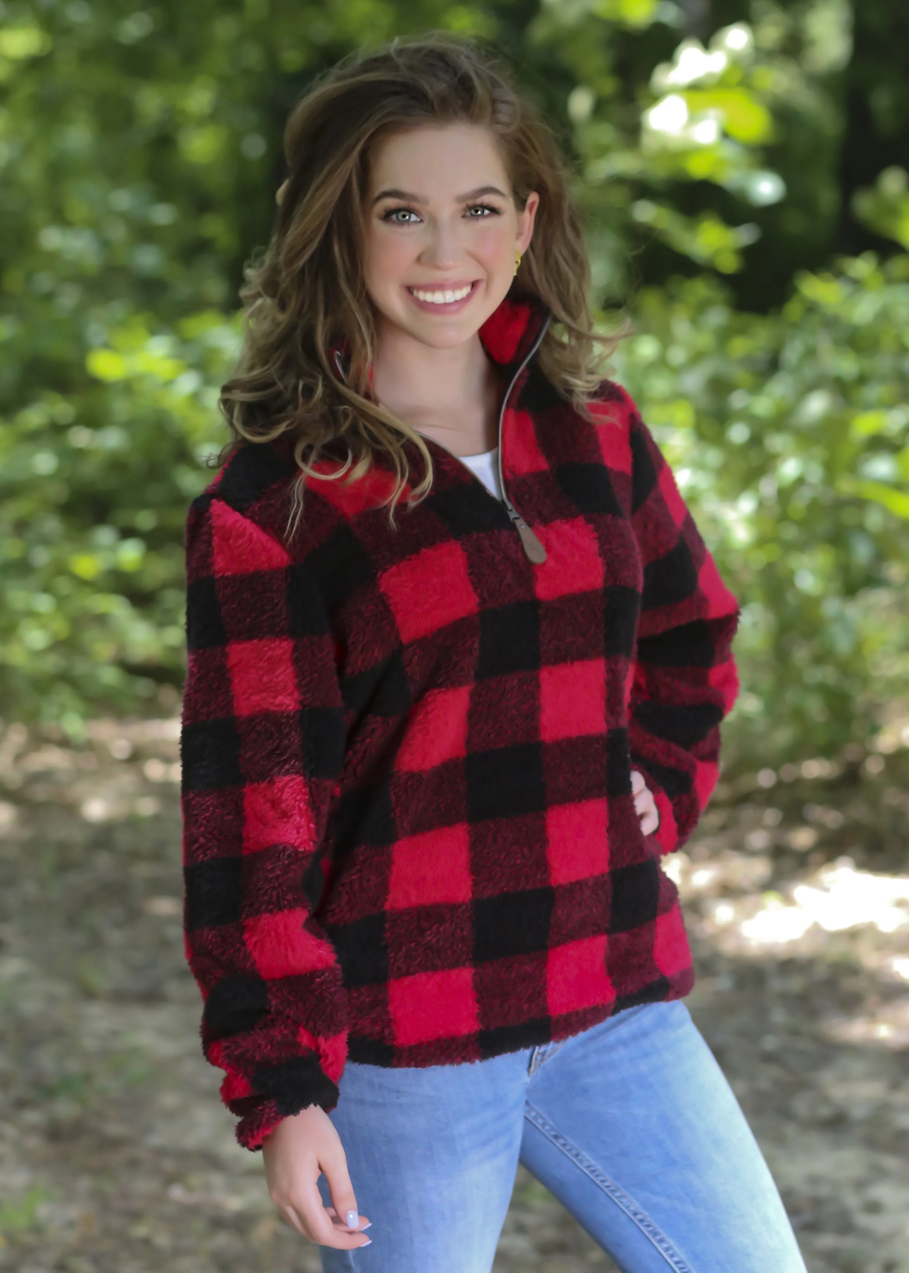 SH-4588-2 BUFFALO PLAID RED-BLACK SHERPA