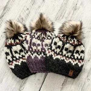 Skull Beanie with Faux Fur Pom