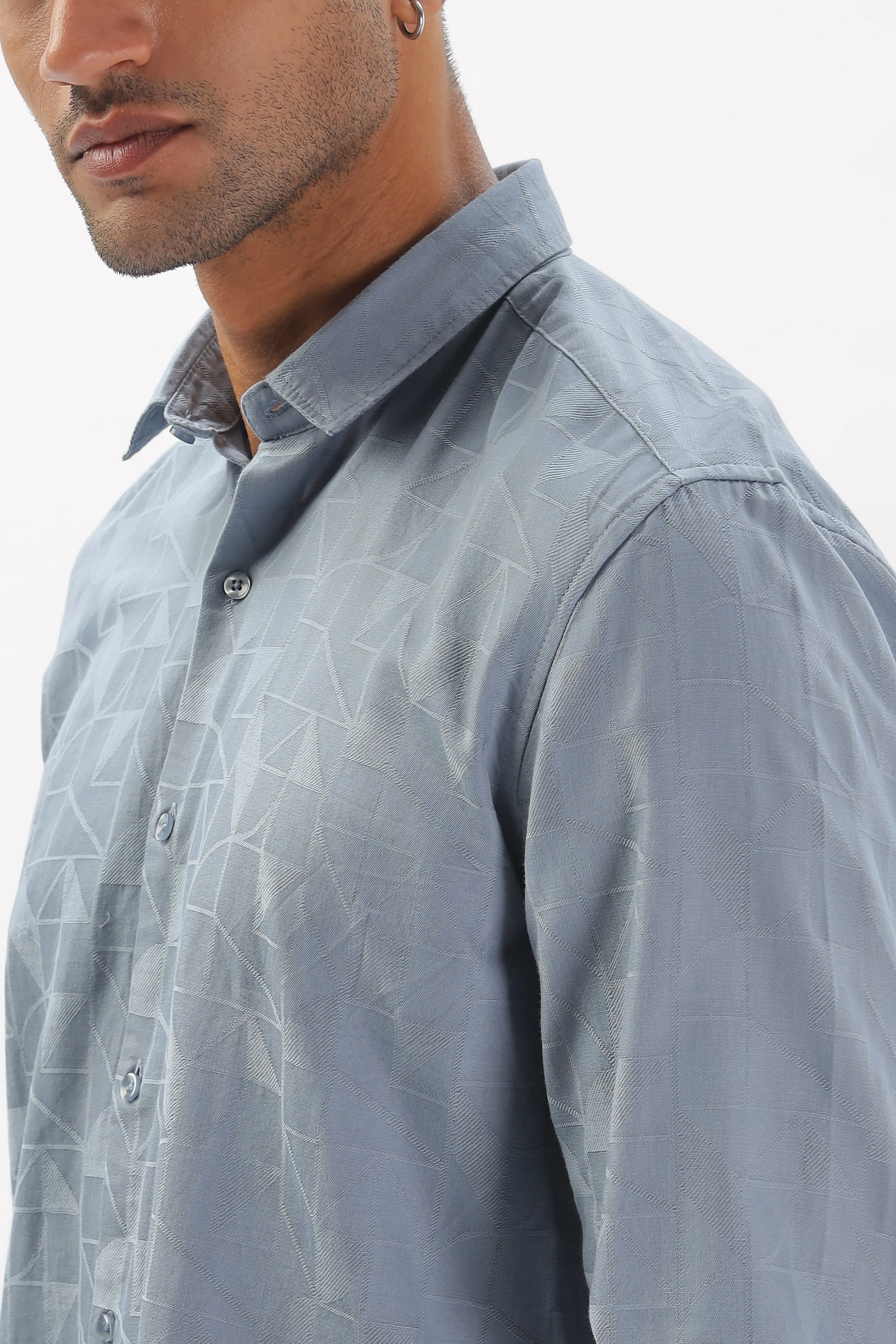 Sky Blue Textured Party Wear Shirt