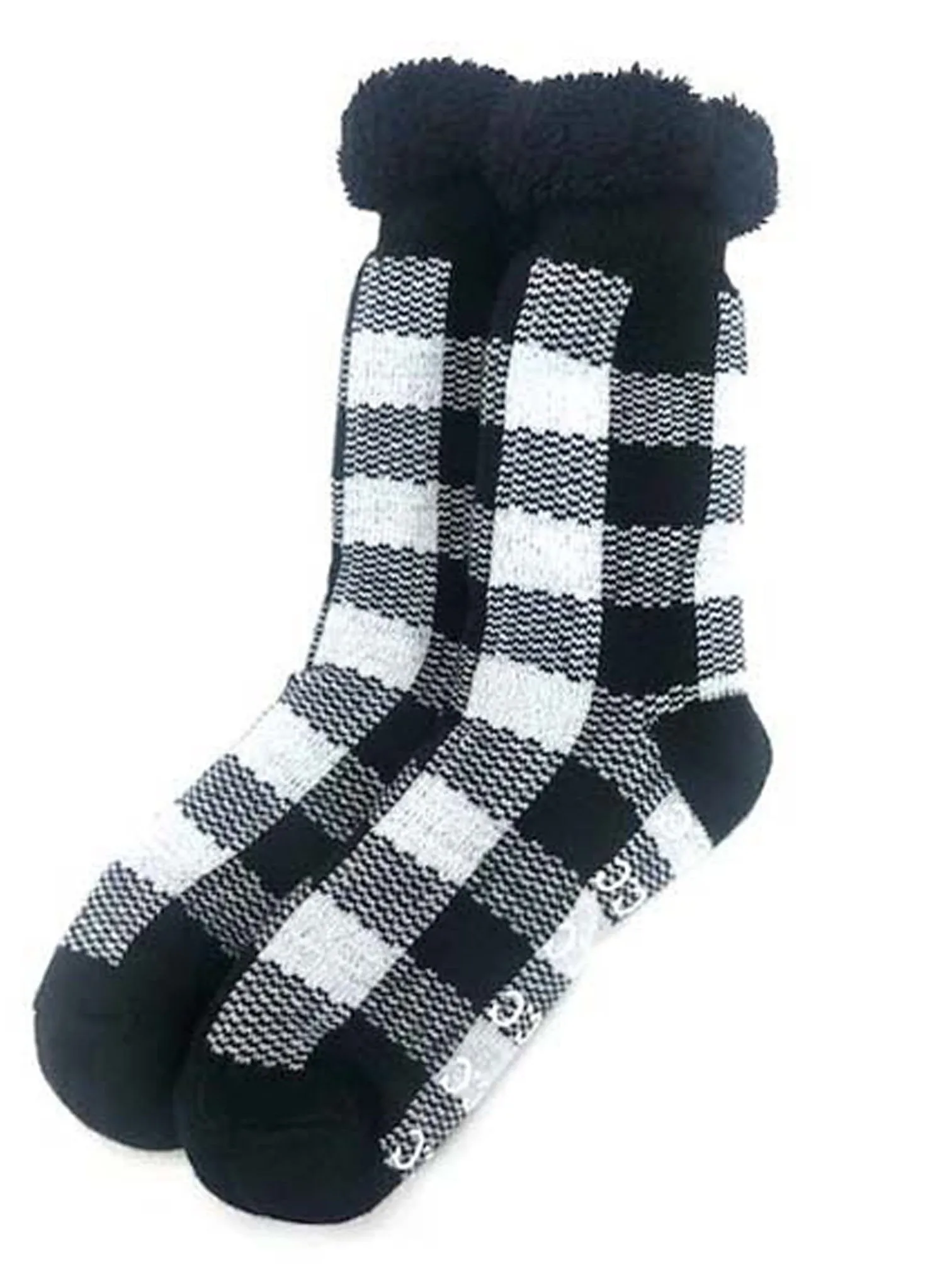 SL-25 C.C Sherpa Socks Buffalo Plaid Black/White