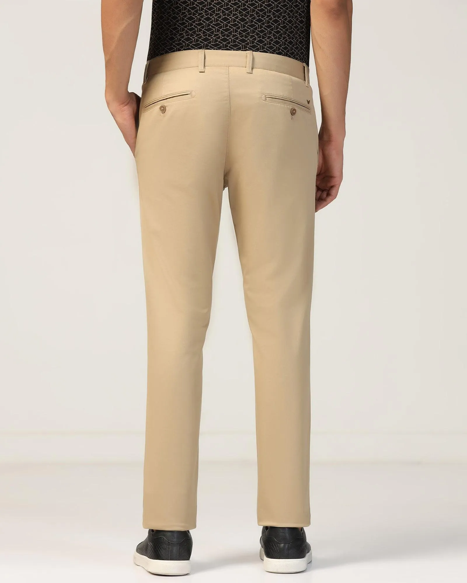 Slim Fit B-91 Casual Beige Solid Khakis - Marico