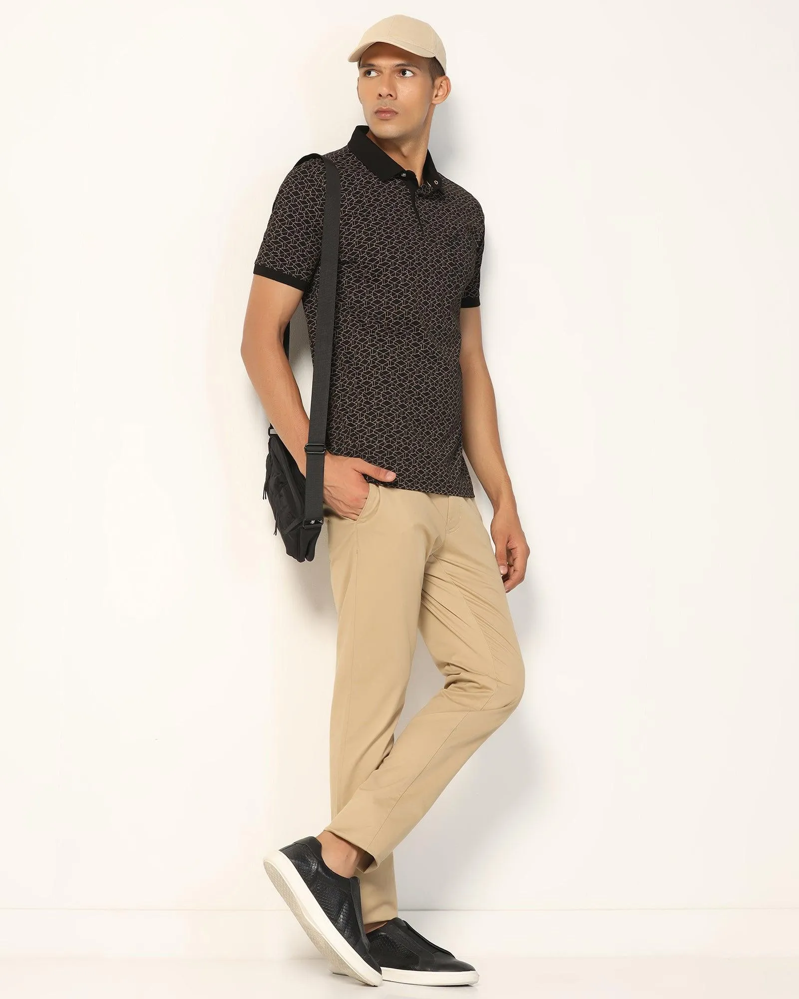 Slim Fit B-91 Casual Beige Solid Khakis - Marico