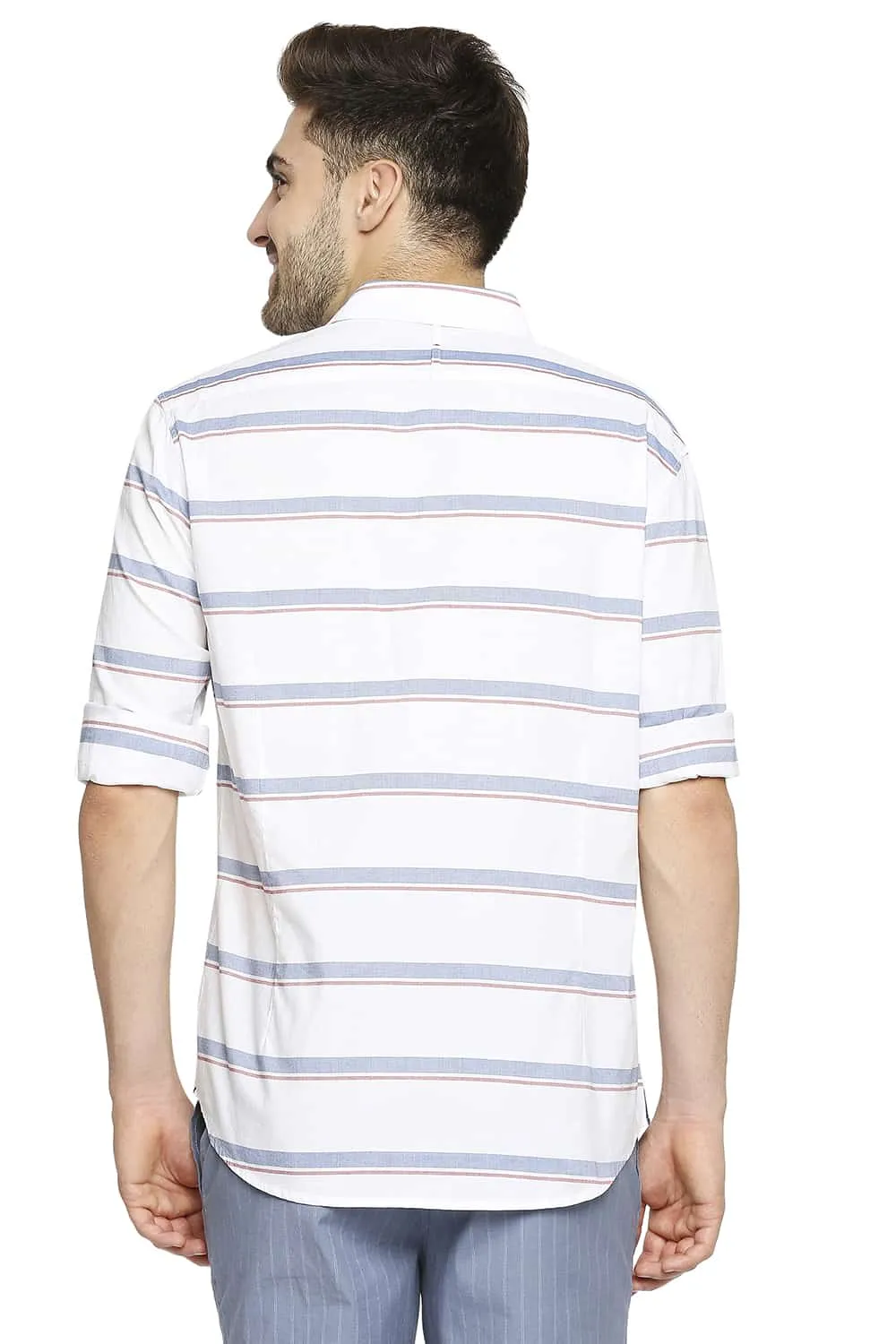 Slim Fit Oxford Horizontal Stripe Shirt